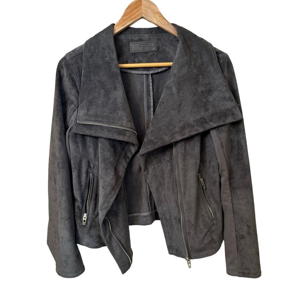 BLANK NYC Legendary Faux Suede Motto Jacket Gray Women's size Medium Biker